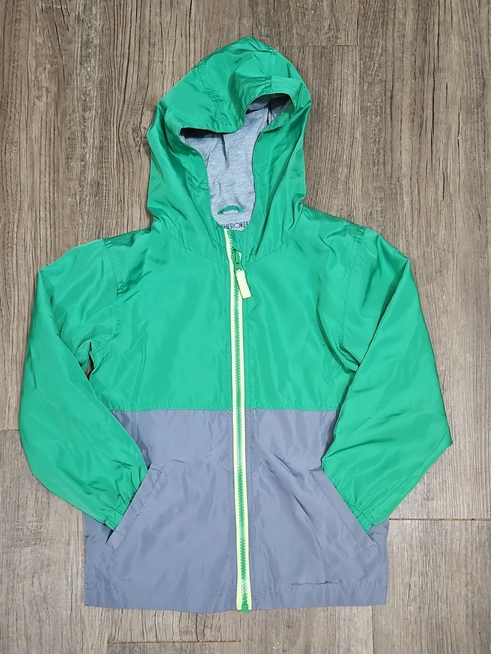 Cherokee Kids Colorblock Windbreaker Jacket , Hooded Sporty Rain Coat, Size 5T